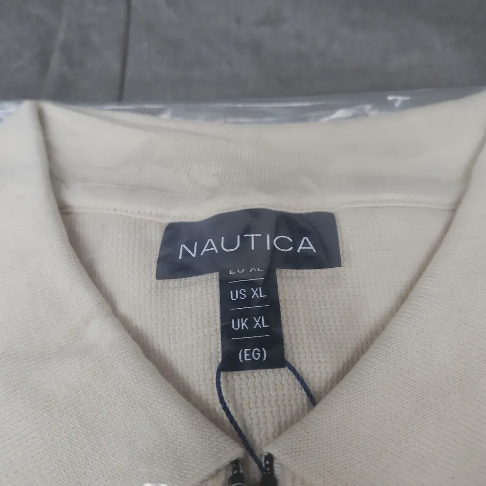 NAUTICA CREAM ZIP-NECK POLO SHIRT – UK XL (US XL)