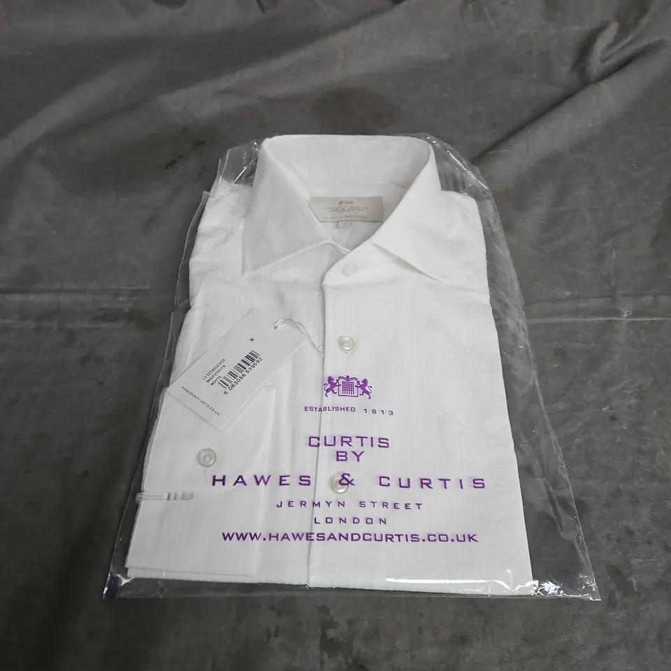 HAWES & CURTIS LONG SLEEEVE SEERSUCKER SHIRT IN WHTE SIZE M
