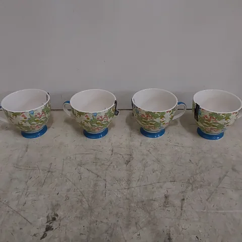 BOXED KITCHEN-CRAFT 400ml FLORAL CHING MUGS - SET OF 4