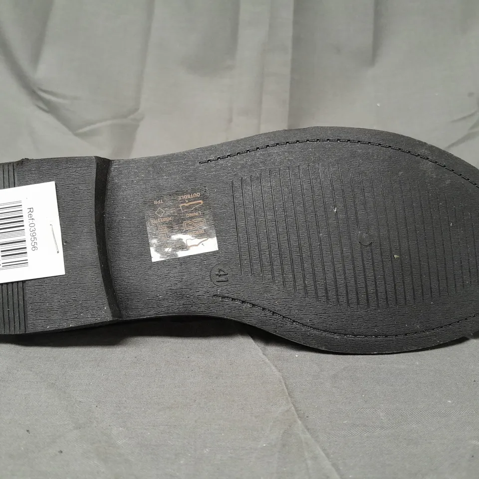 BOX OF APPROXIMATELY 10 PAIRS OF DESIGNER SHOES IN BLACK - VARIOUS SIZES