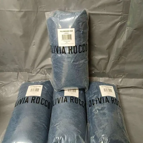 LOT OF 4 PAIRS OF OLIVIA ROCCO FLEECE PILLOW CASES NAVY