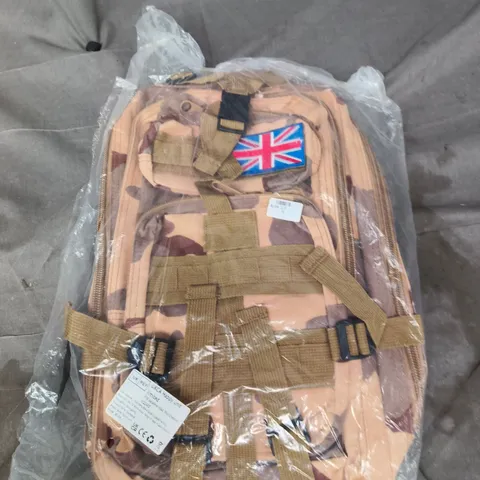 DESERT CAMOUFLAGE TACTICAL BACKPACK WITH UNION JACK PATCH 
