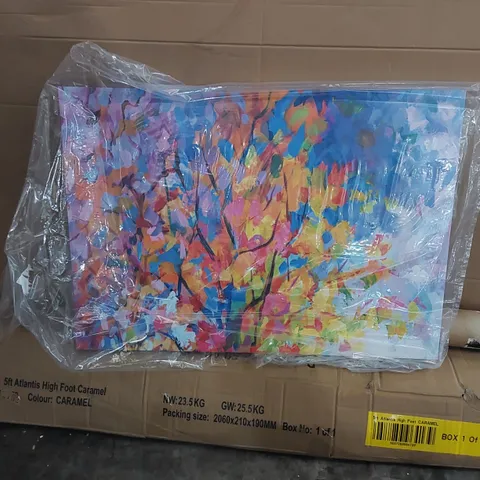 BOXED COLOURFUL ABSTRACT TREE - WRAPPED CANVAS