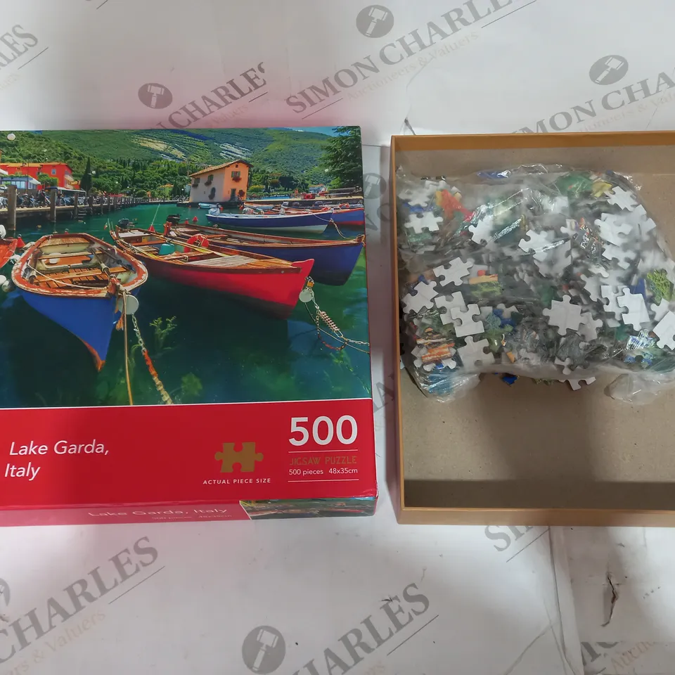BOXED CORNER PIECE PICE PUZZLES - 500 PIECE JIGSAW OF LAKE GARDA, ITALY