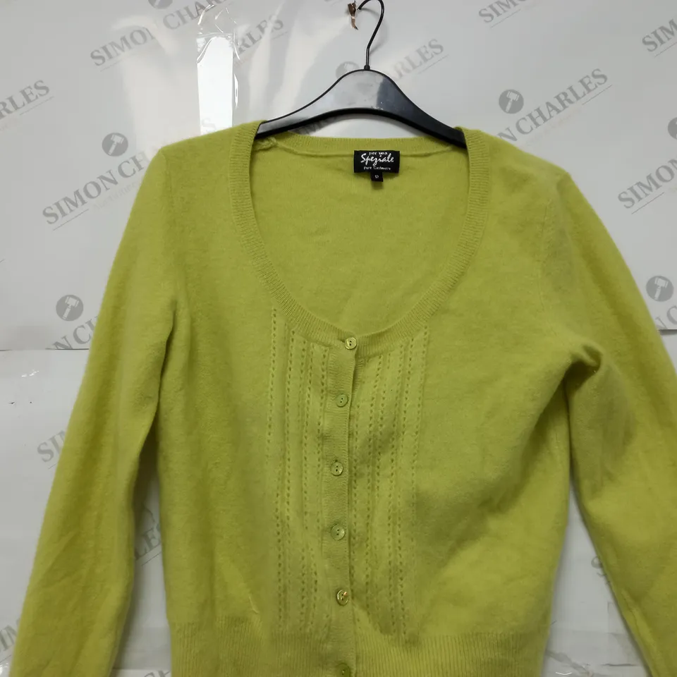 PER UNA CASHMERE CARDIGAN IN LIME - SIZE 12