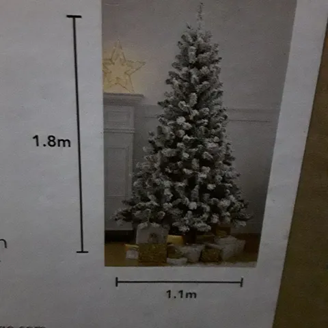 LOT OF APPROXIMATELY 3 BOXED BRAND NEW 6FT SNOWY TREES & 8 BOXES OF BRAND NEW SILVER BAUBLE SETS