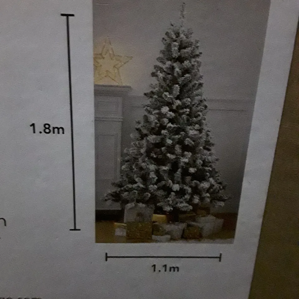 LOT OF APPROXIMATELY 3 BOXED BRAND NEW 6FT SNOWY TREES & 8 BOXES OF BRAND NEW SILVER BAUBLE SETS