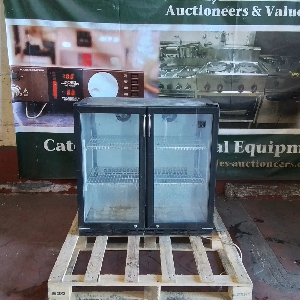 HALCYON HB900B TWIN GLASS DOOR DISPLAYS COMMERCIAL DRINK FRIDGE 