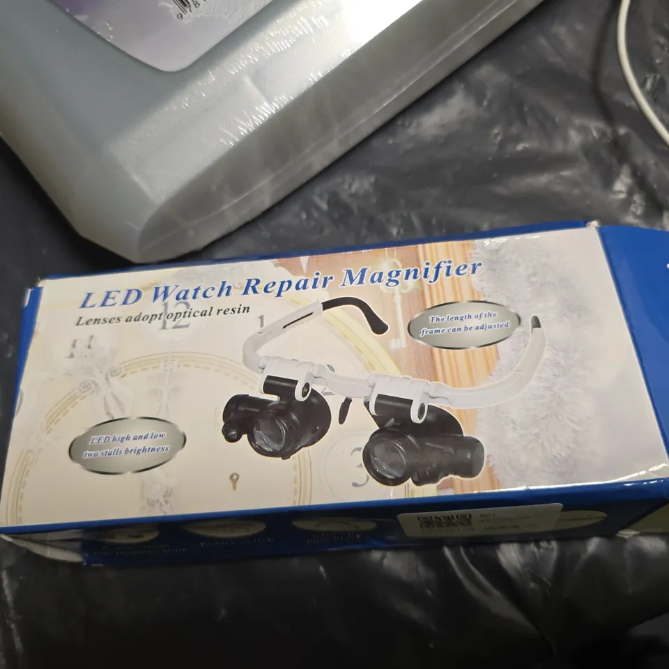 RAY-BAN SUNGLASSES BOX SET WITH LED WATCH REPAIR MAGNIFIER AND SPARE EYEWEAR FRAMES