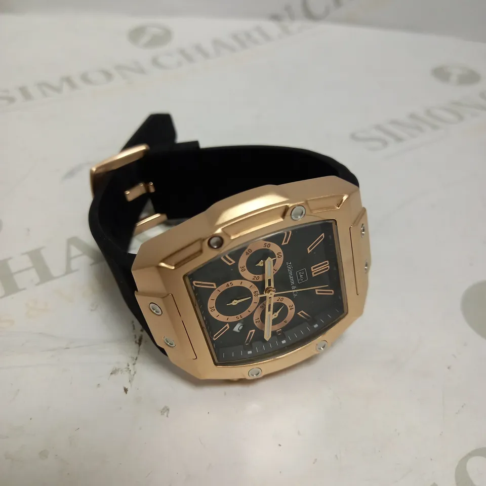 MENS ZIHLMANN & CO Z911 WATCH – CHRONOGRAPH MOVEMENT – ROSE GOLD DIAL – 3ATM – QUICK RELEASE RUBBER STRAP – 3ATM WATER RESISTANT 