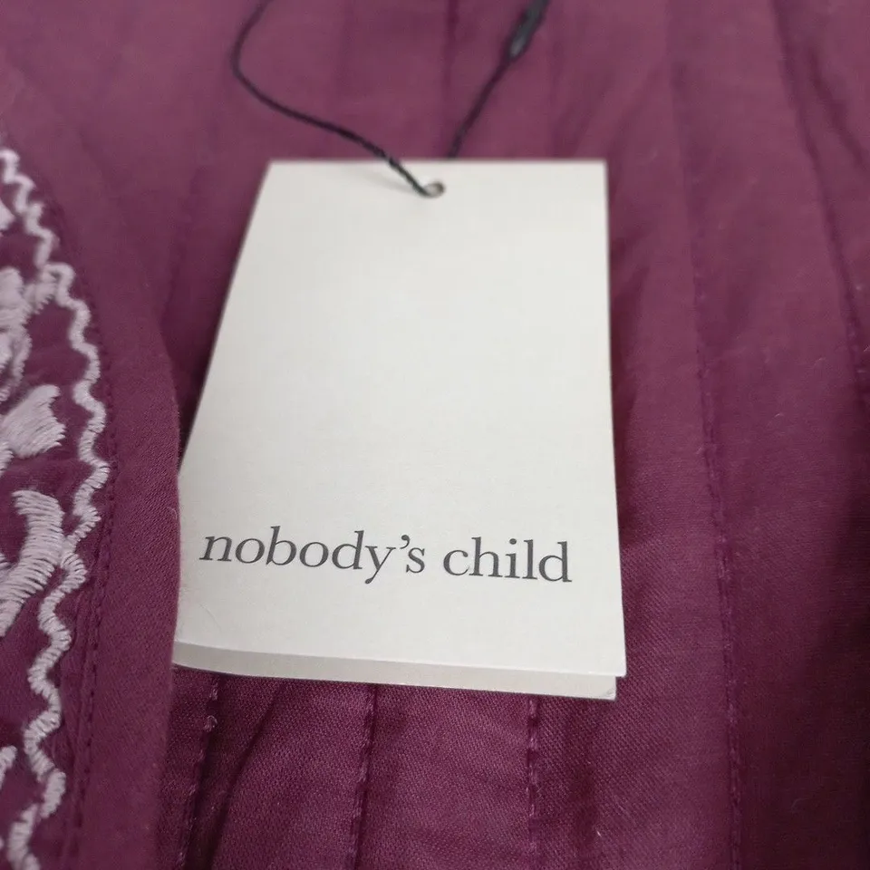 NOBODY'S CHILD MONROE MIDI DRESS EMBROIDERED - BURGUNDY, UK 14