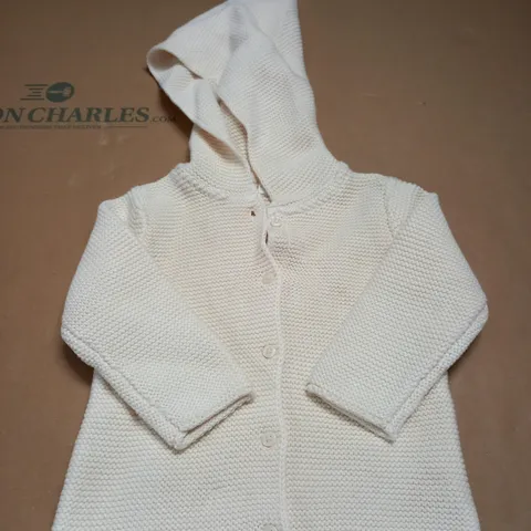 NEXT BABY CREAM HOODED CARDIGAN - SIZE 6-9 MONTHS