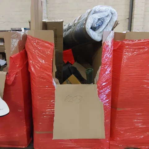 PALLET TO CONTAIN ASSORTED HOUSEHOLD PRODUCTS. INCLUDES ROOM DIVIDER, MATTRESS TOPPER, BOXED FURNITURE ETC 