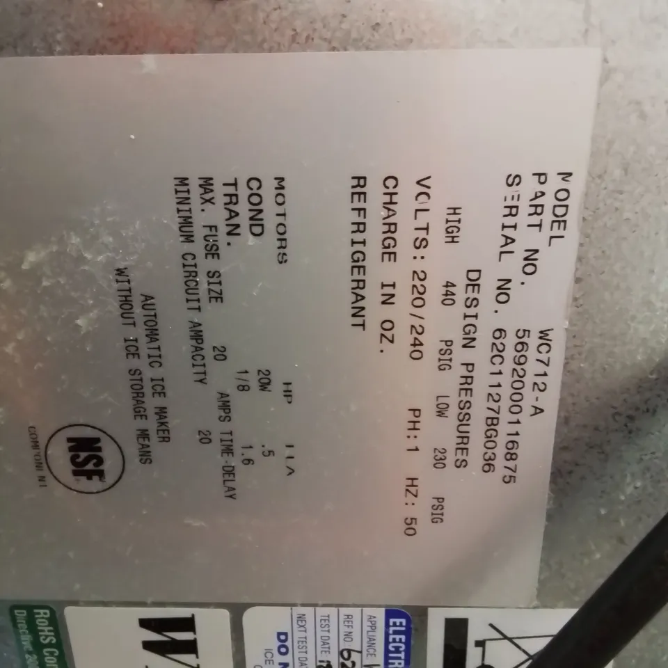 FOLLETT COMPRESSED ICE MAKER MACHINE WITH TWIN COOLERS Model WC712-A ON SINGLE HOPPER STORAGE STAND