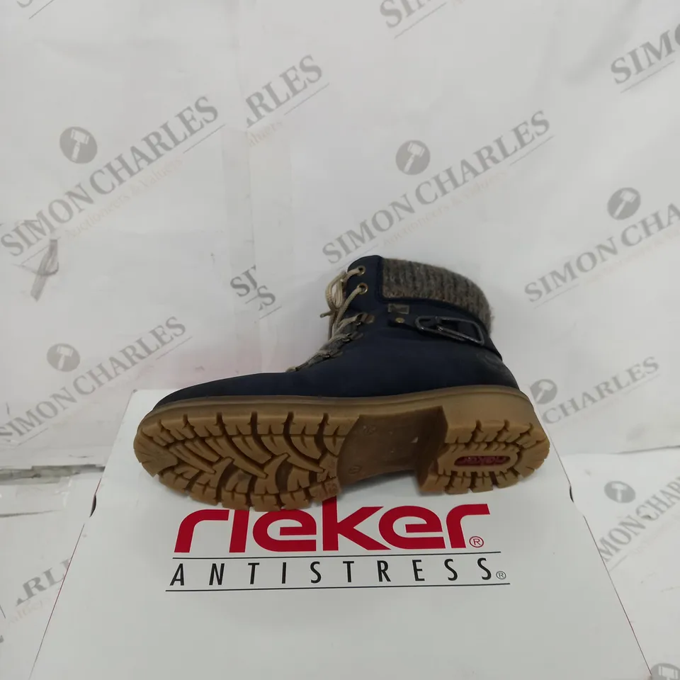BOXED PAIR OF RIEKER HIKING BOOT WITH MULTI CUFF SIZE 4