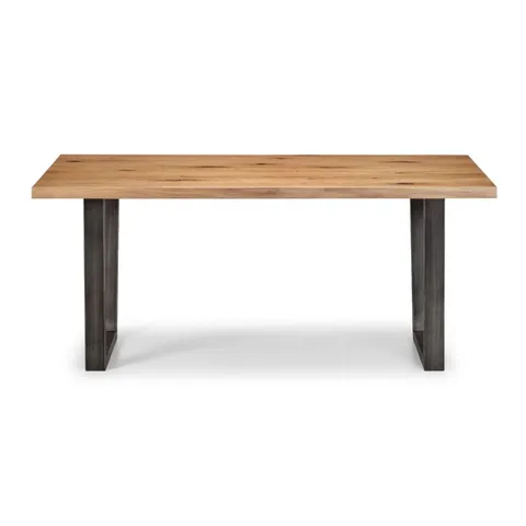 BOXED JULIAN BOWEN BROOKLYN DINING TABLE - OAK & GUNMETAL (1 BOX)