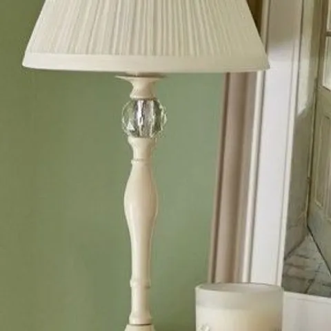 LAURA ASHLEY ELLIS TABLE LAMP, SATIN CREAM, CRYSTAL