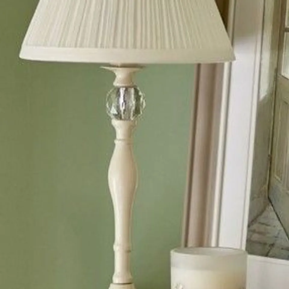 LAURA ASHLEY ELLIS TABLE LAMP, SATIN CREAM, CRYSTAL