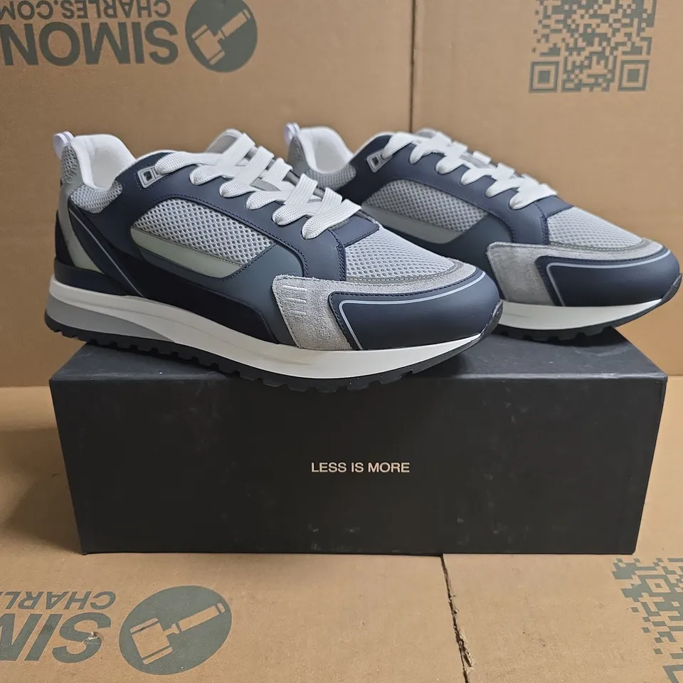 BOXED PAIR OF ARNE TECHNICAL RACER TRAINERS IN AIR FORCE BLUE SIZE UK 11