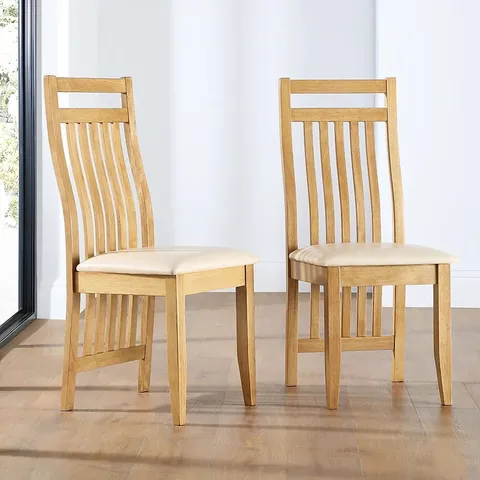 BOXED BALI OAK DINING CHAIR  (IVORY SEAT PAD)