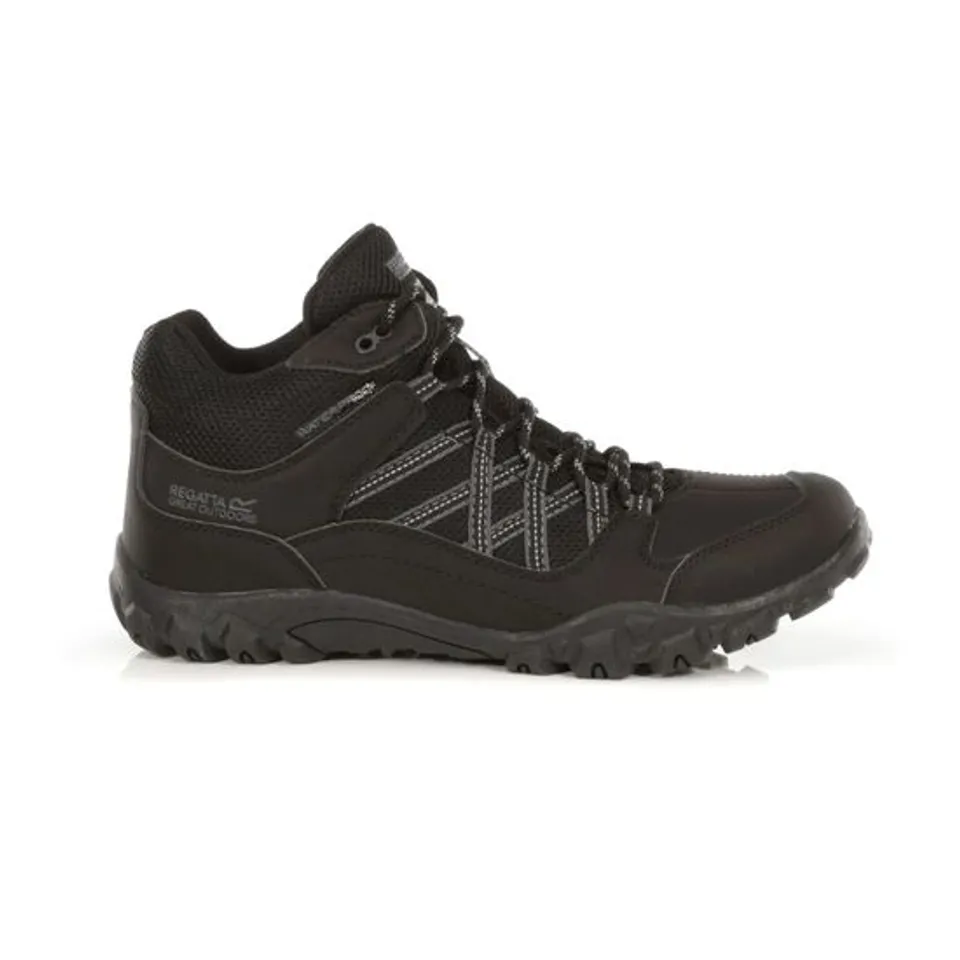 REGATTA MENS EDGEPOINT MID WATERPROOF HIKING SHOES UK BLACK GRANITE SIZE 9.5