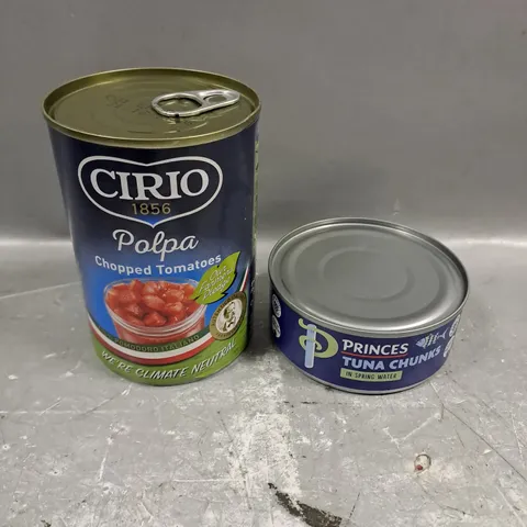 APPROXIMATELY 10 ASSORTED FOOD PRODUCTS TO INCLUDE CIRIO POLPA & PRINCES TUNA 