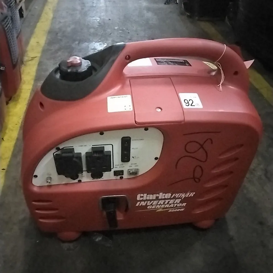 CLARKE IG2200A 2.2KW PETROL INVERTER GENERATOR 