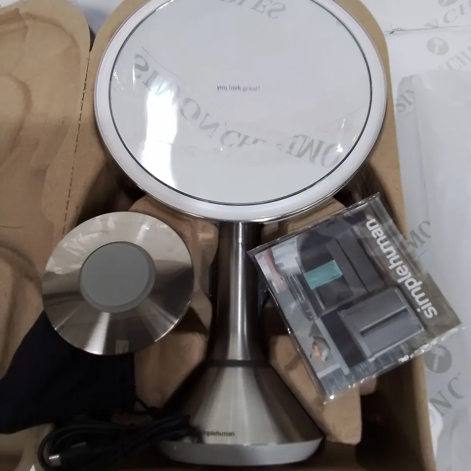 BOXED SIMPLEHUMAN 20CM SENSOR MIRROR WITH TOUCH-CONTROL BRIGHTNESS 10X MAG 