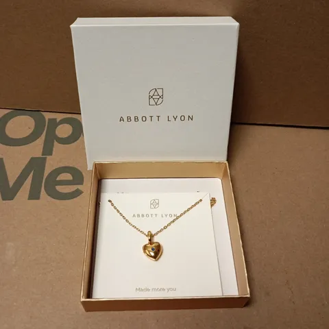 BOXED ABBOTT LYON GOLD-TONE HEART PENDANT NECKLACE