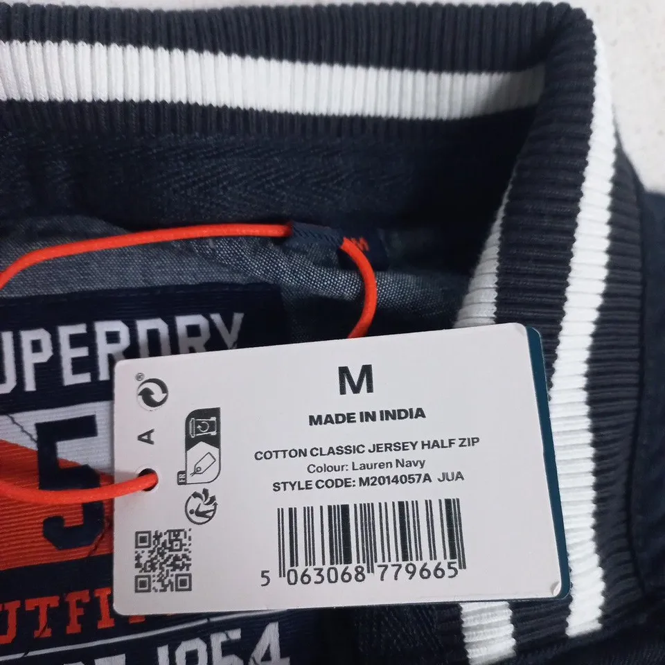 SUPERDRY COTTON CLASSIC JERSEY HALF ZIP JACKET – NAVY, UK M