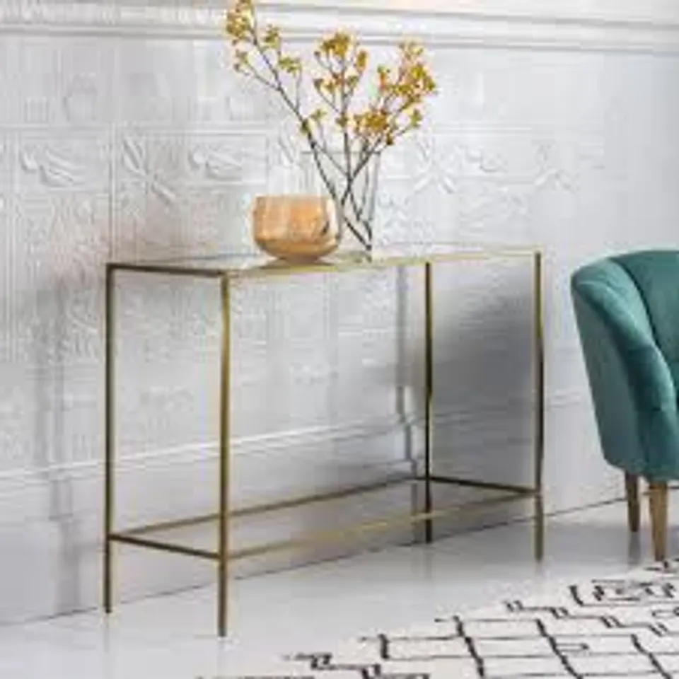 BOXED GALLERY DIRECT ROTHBURY CONSOLE TABLE BRONZE