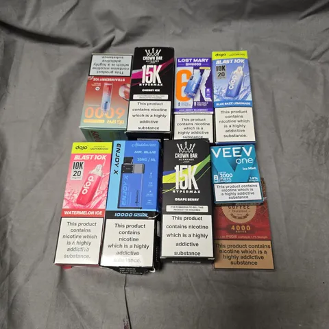 TOTE OF APPROXIMATEY 20 ASSORTED E-CIGARETTES AND ACCESSORIES TO INCLUDE - LOST MARY - DOJO - ETC