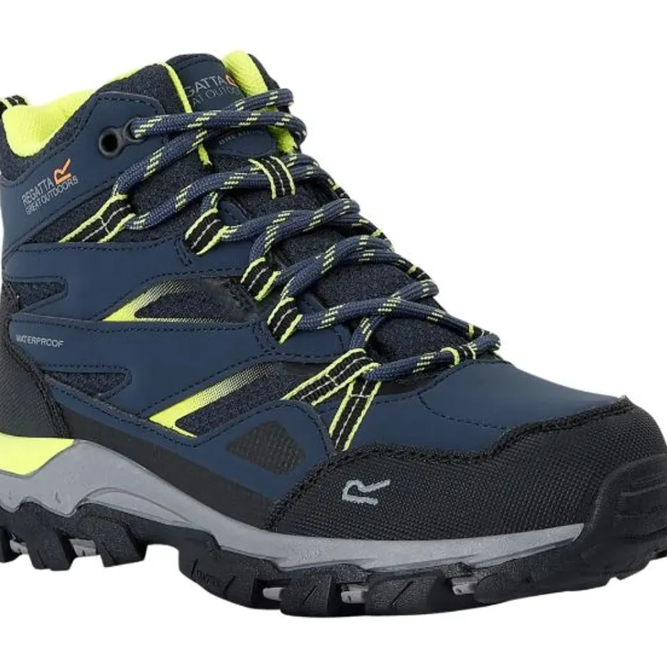 BRAND NEW REGATTA  KIDS' HOLCOMBE III WALKING BOOTS IN NAVY/LIME PUNCH- UK CHILDS 11