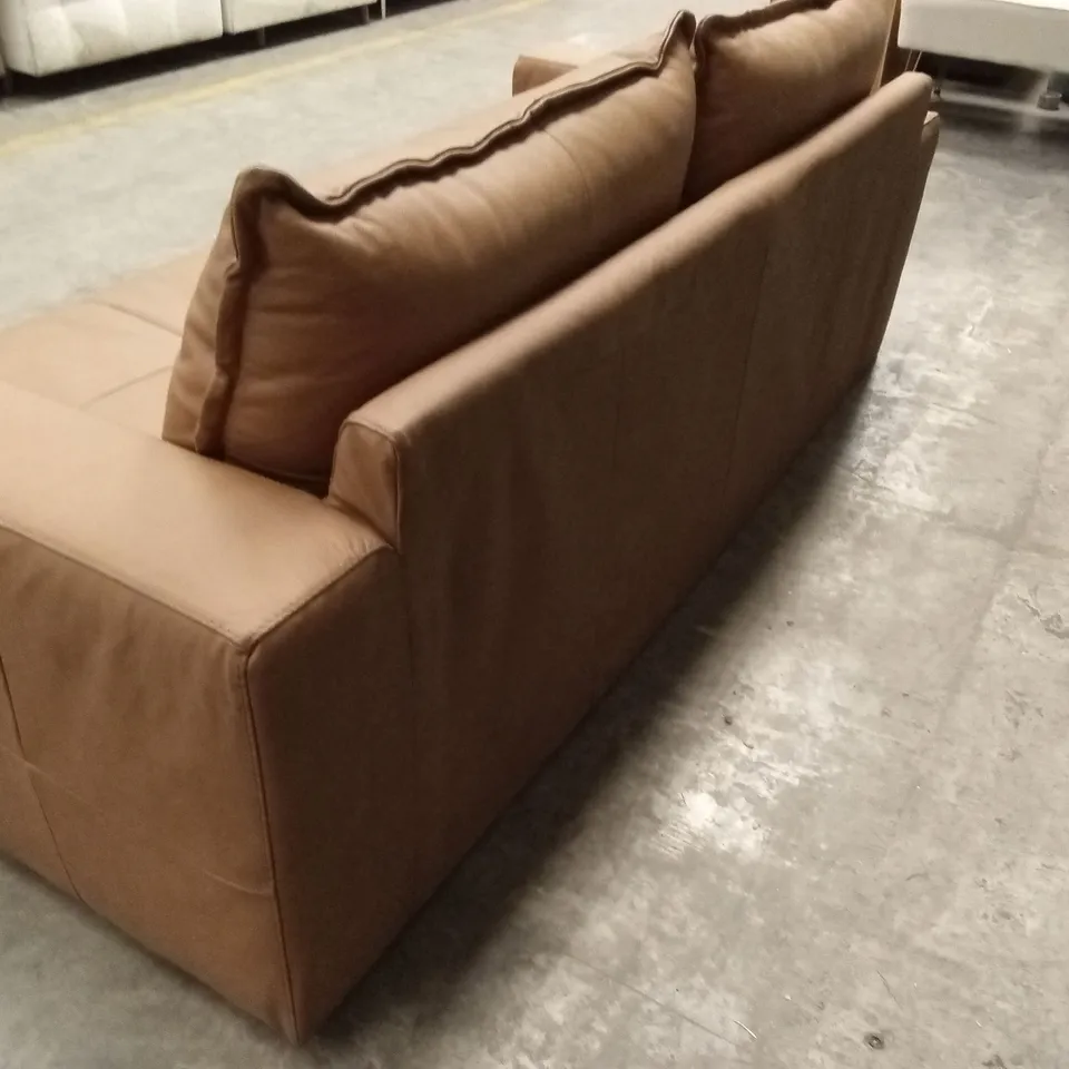 TRIBECA ITALIAN LEATHER 3 SEATER SOFA - TAN RRP £1199
