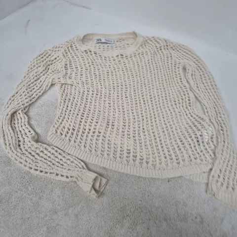 ZARA Knit Mesh Sweater – Cream – UK 8 (EU S)