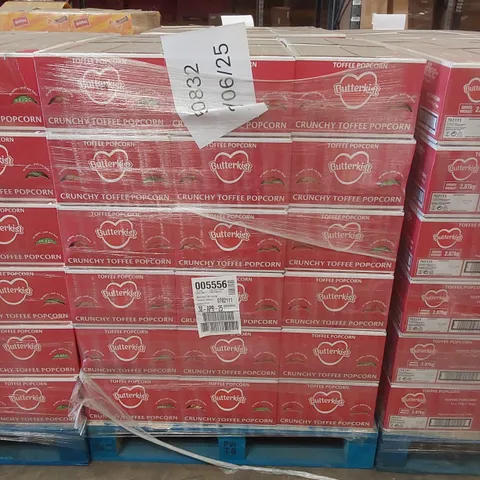 PALLET TO CONTAIN APPROX 54 BOXES OF BUTTERKIST TOFFEE POPCORN - 14 X 170g BAGS PER BOX // BEST BEFORE: 04/2025