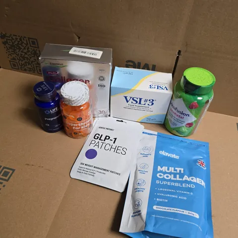 APPROXIMATELY 15 ASSORTED VITAMIN/HEALTH AID PRODUCTS TO INCLUDE MULTI COLLAGEN SUPERBLEND, VSL#3 FOOD SUPPLEMENT, VITAFUSION PRENATAL, ETC - COLLECTION ONLY