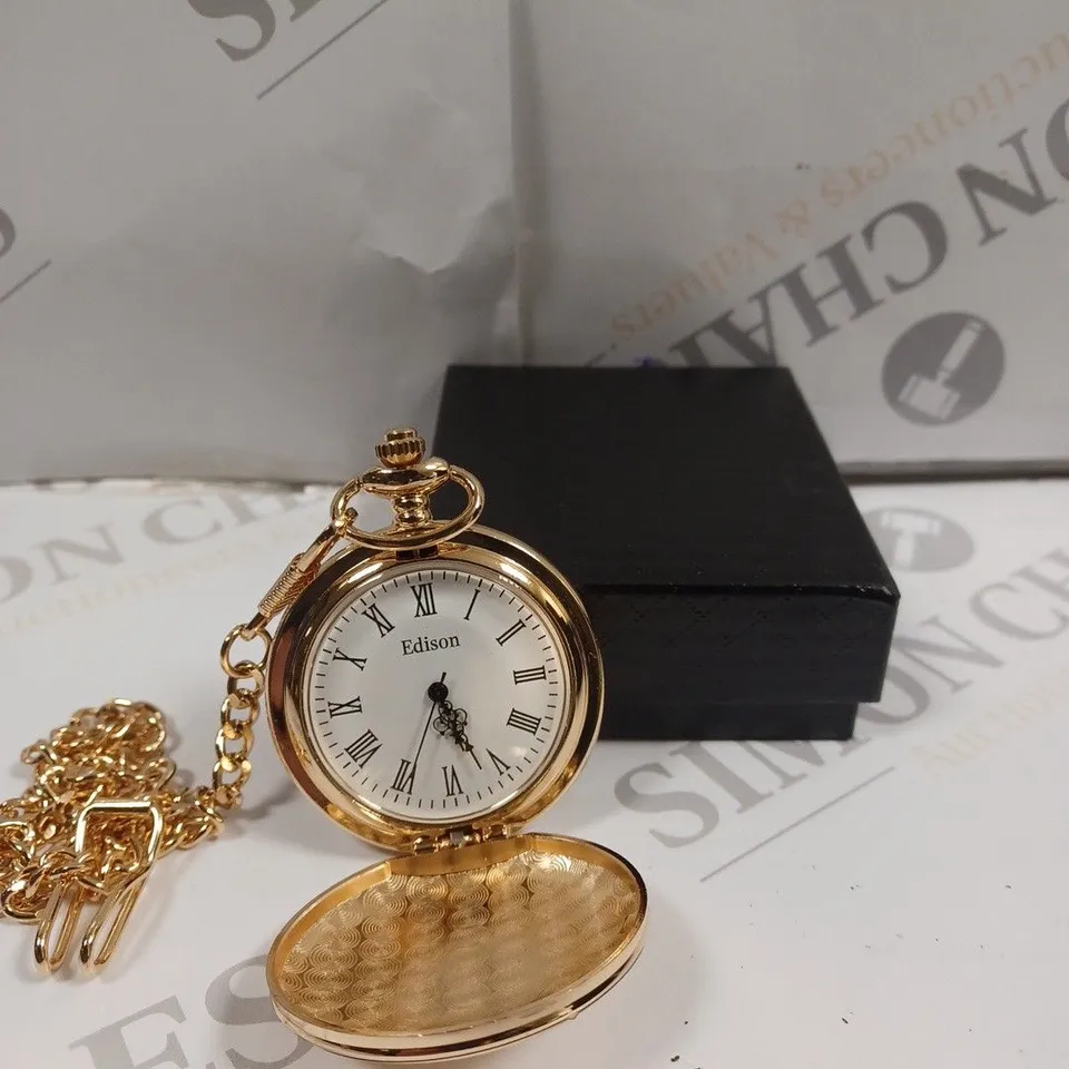 MENS EDISON POCKET WATCH WITH CHAIN 