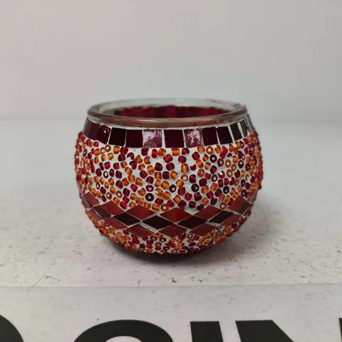 BOXED LIVMORE MOSAIC GLASS CANDLE - CRANBERRY POMEGRANATE