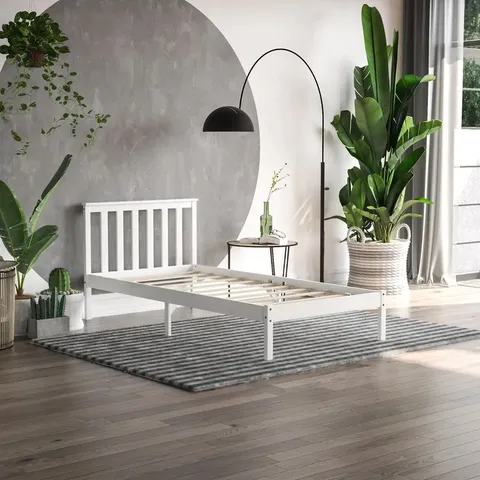 BOXED FREDERIQUE DOUBLE BED FRAME - WHITE AND PINE (1 BOX)