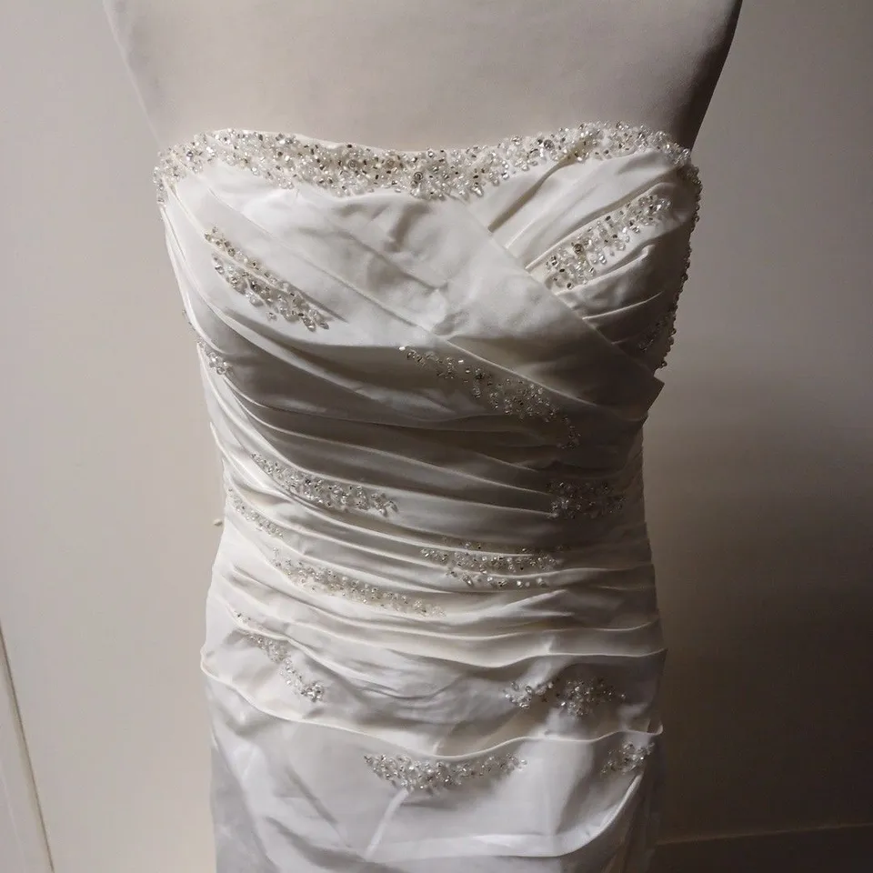 BERKETEX IVORY RUFFLED SEQUINED WEDDING DRESS SIZE 14