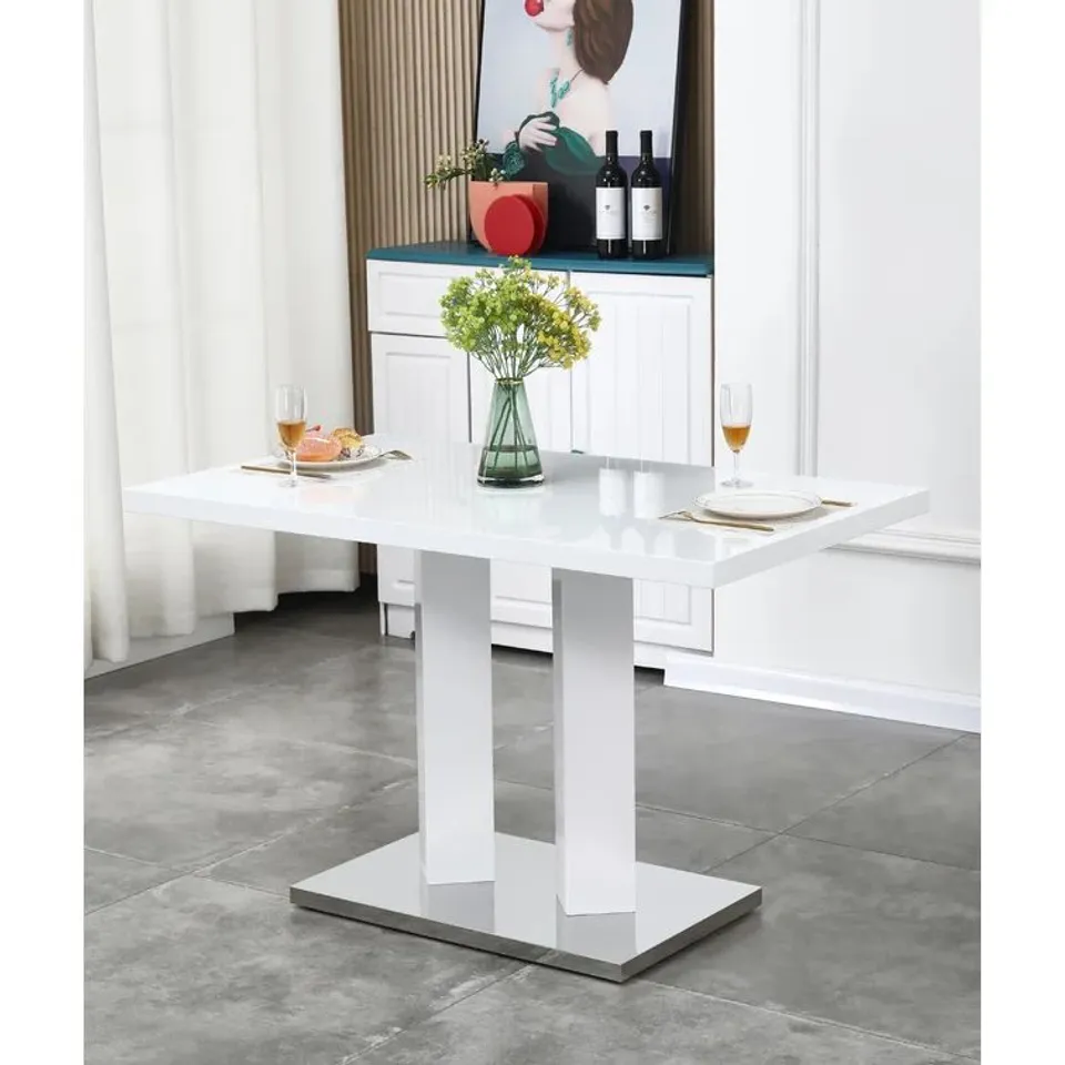 BOXED BRITTNA DINING TABLE - WHITE HIGH GLOSS (3 BOXES)