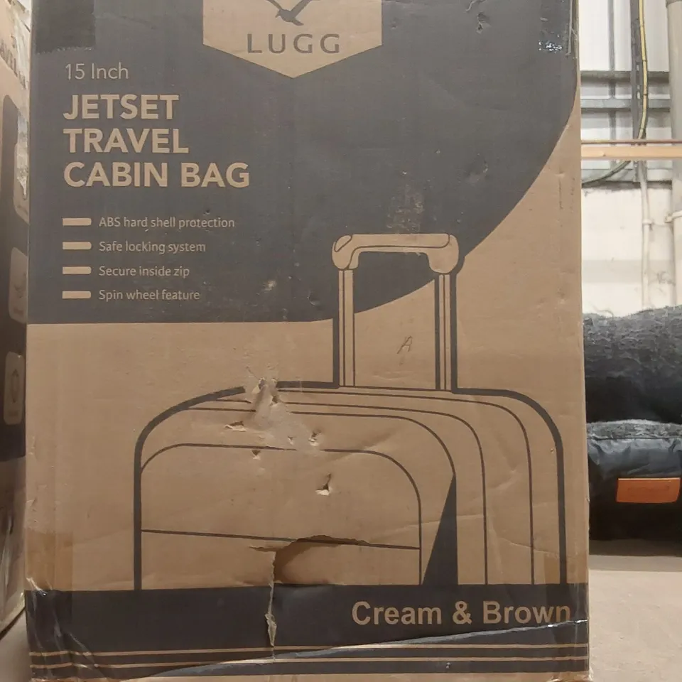 LUGG 15 INCH JETSET TRAVEL CABIN BAG - CREAM & BROWN