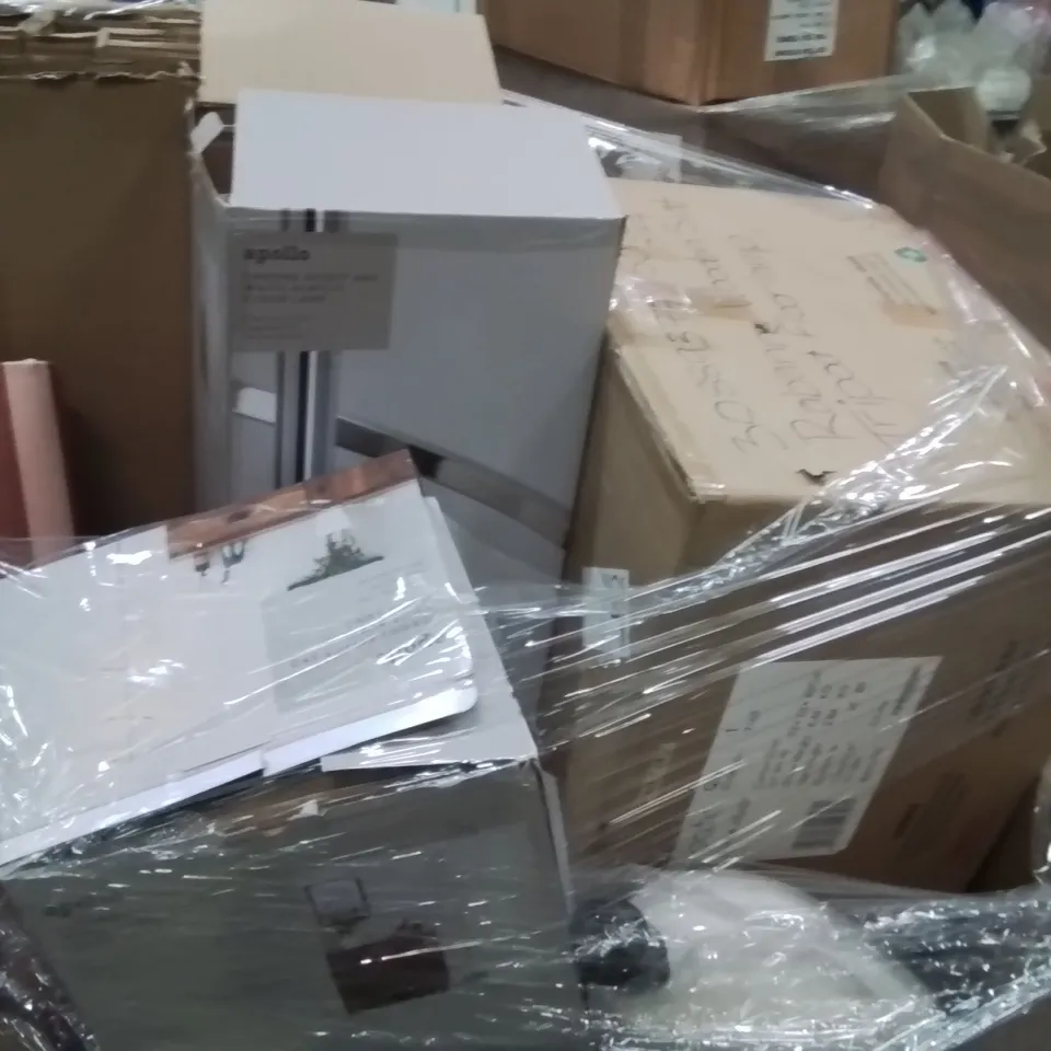 PALLET TO CONTAIN A LARGE QUANTITY OF ASSORTED LIGHT PRODUCTS TO INCLUDE;FLOOR LAMP,TABLE LAMP,CHANDELIER 