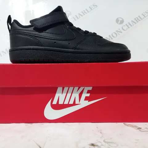 BOXED PAIR OF NIKE COURT BOROUGH CHILDRENS SHOES IN BLACK UK SIZE 12