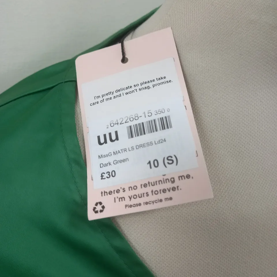 MISSGUIDED MATERNITY LONG SLEEVE DRESS IN GREEN - 10 S