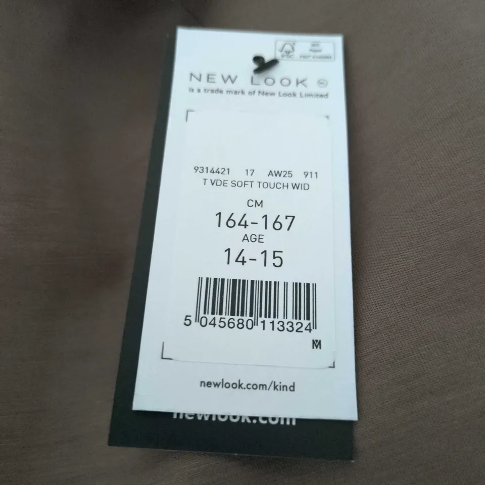 NEW LOOK TEEN SOFT-TOUCH FABRIC WIDE-LEG TROUSERS, 164–167 CM, AGE 14–15