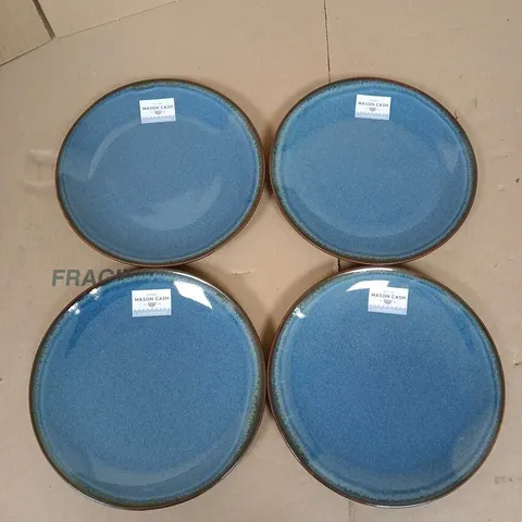 BOXED MASON CASH REACTIVE LINEAR SET OF 4 DINNER PLATES IN BLUE - COLLECTION ONLY