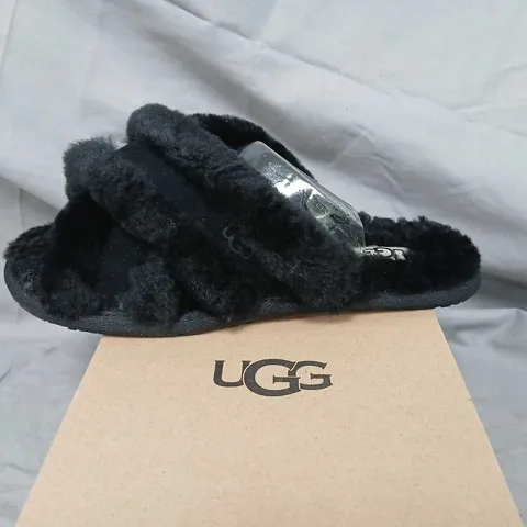 UGG SCUFFITA BLACK FAUX-FUR SLIPPERS – UK 3 (EU 36)