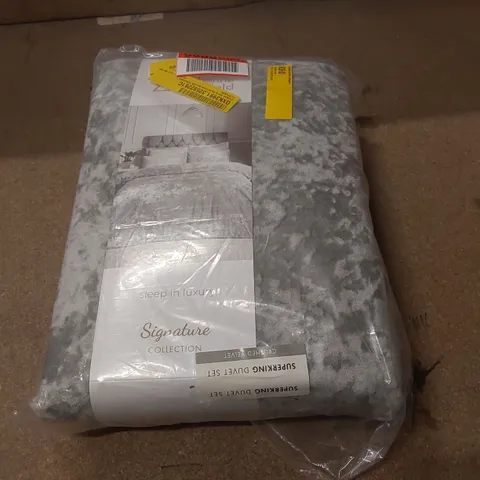 BAGGED CRUSHED VELVET DUVET COVER SET WITH PILLOWCASES - SUPERKING
